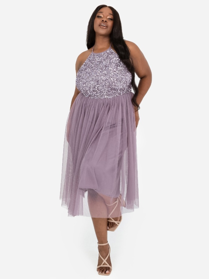 Halter neck purple dress best sale