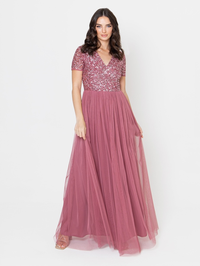 Maya embellished short sleeve maxi dress hotsell