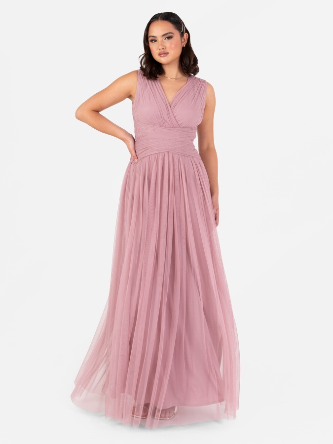 Pink sleeveless maxi dress hotsell