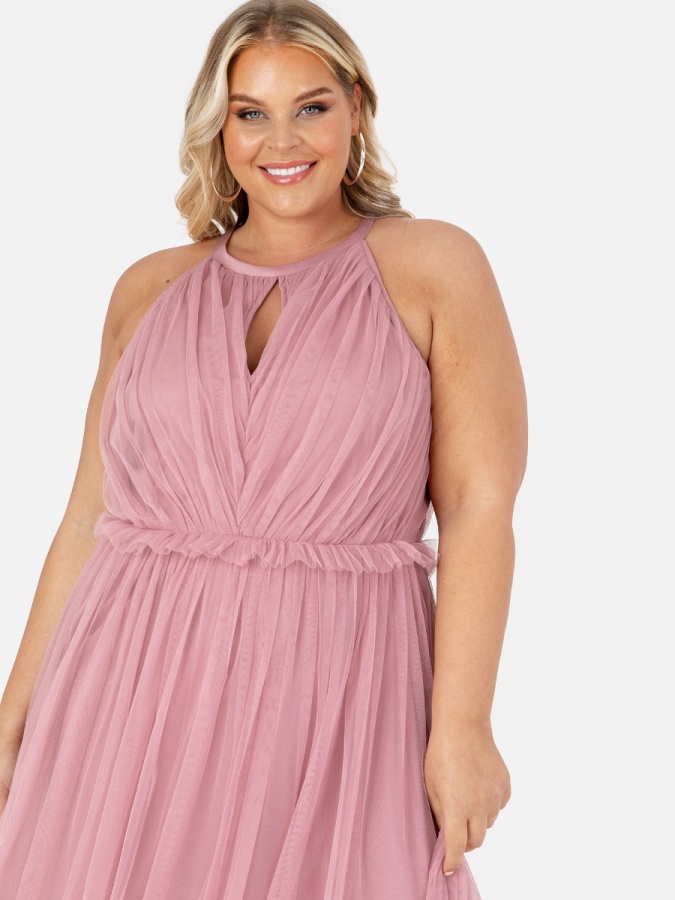 Anaya With Love Recycled Blush Pink Keyhole Halter Neck Maxi Dress