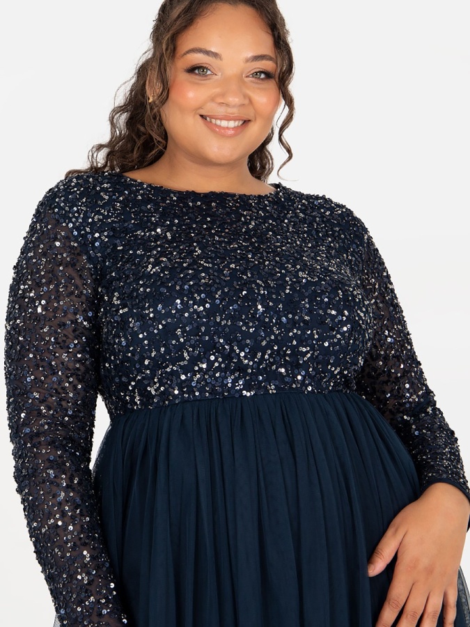 Plus size navy sequin dress best sale