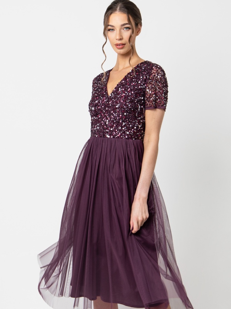 Anaya With Love Recycled Dusty Lilac Midaxi Dress with Sash Belt