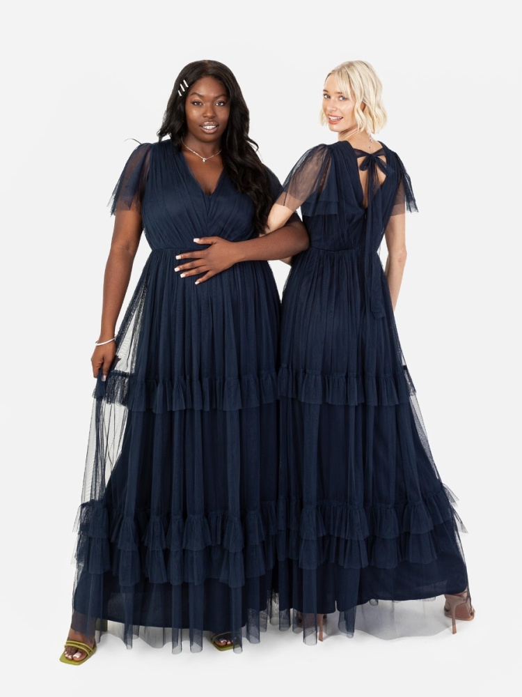 Celia Maternity Maxi Dress Navy Stripe - Maternity Wedding Dresses