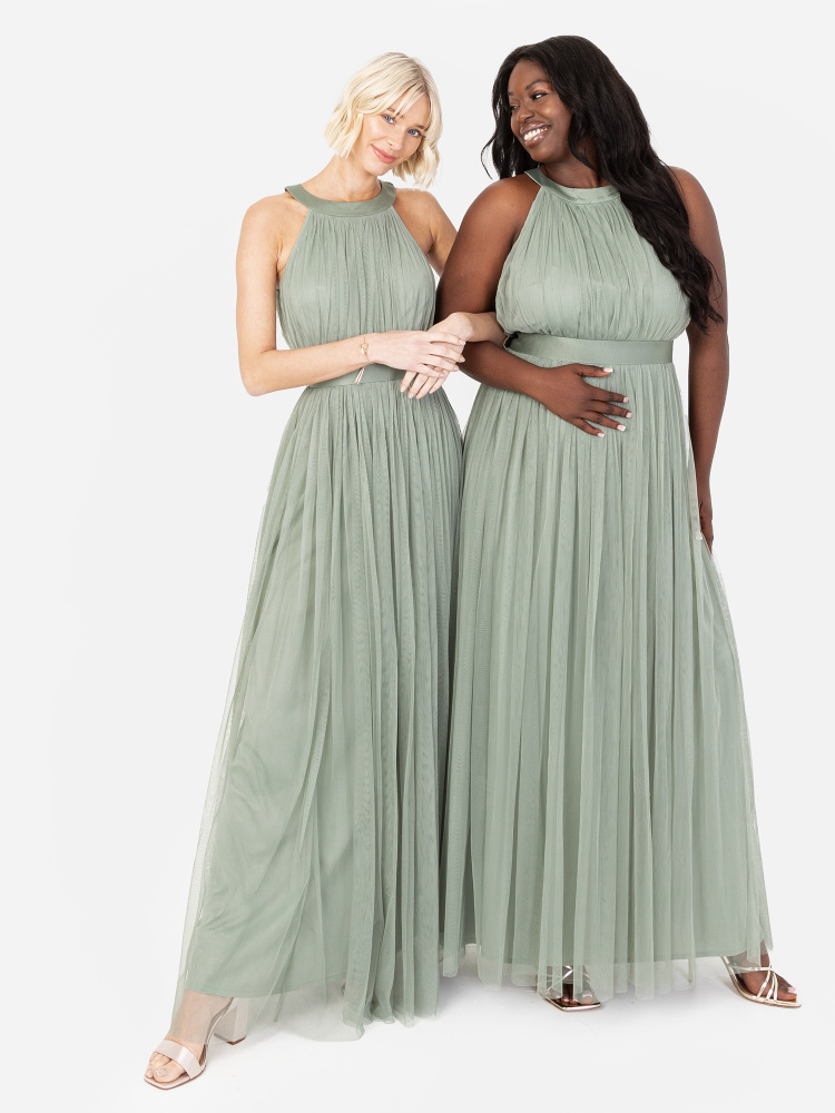 Anaya with Love Recycled Frosty Green Halter Neck Maxi Dress