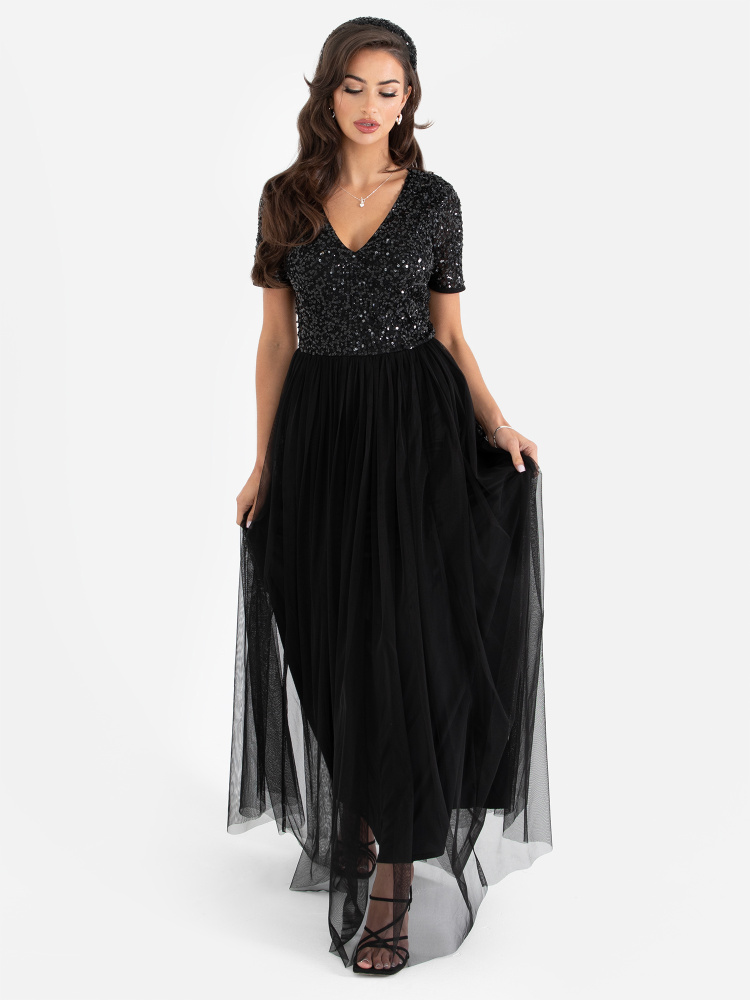 Mayaa - Black Sleeveless Open Slit Dress